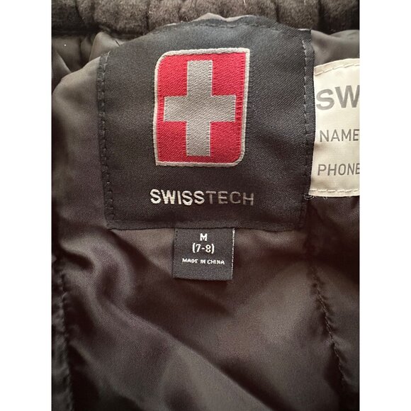 Swiss Tech Kids Black Snow Pants M (7-8) Adjustable Waist Reflective Trim - Picture 3 of 6